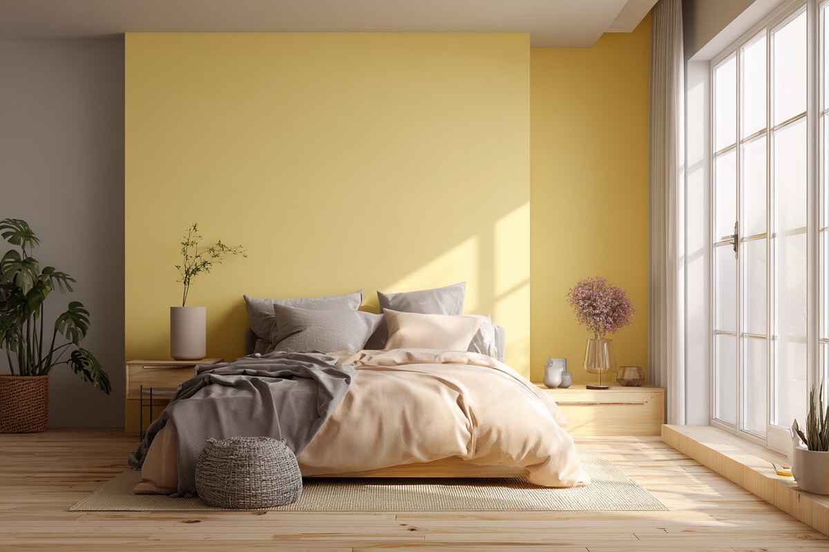 Modern Yellow Wall Paint Design for Bedrooms and Living Rooms