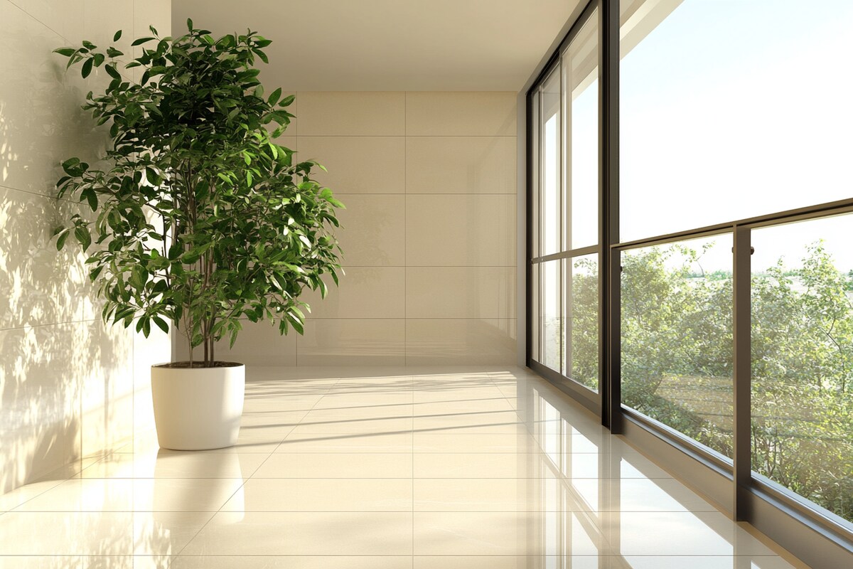 Modern Beige Ceramic Tiles With A Glossy Finish