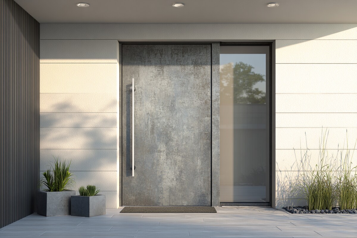 Contemporary Matte-Finish Swing Door Design for Entrance