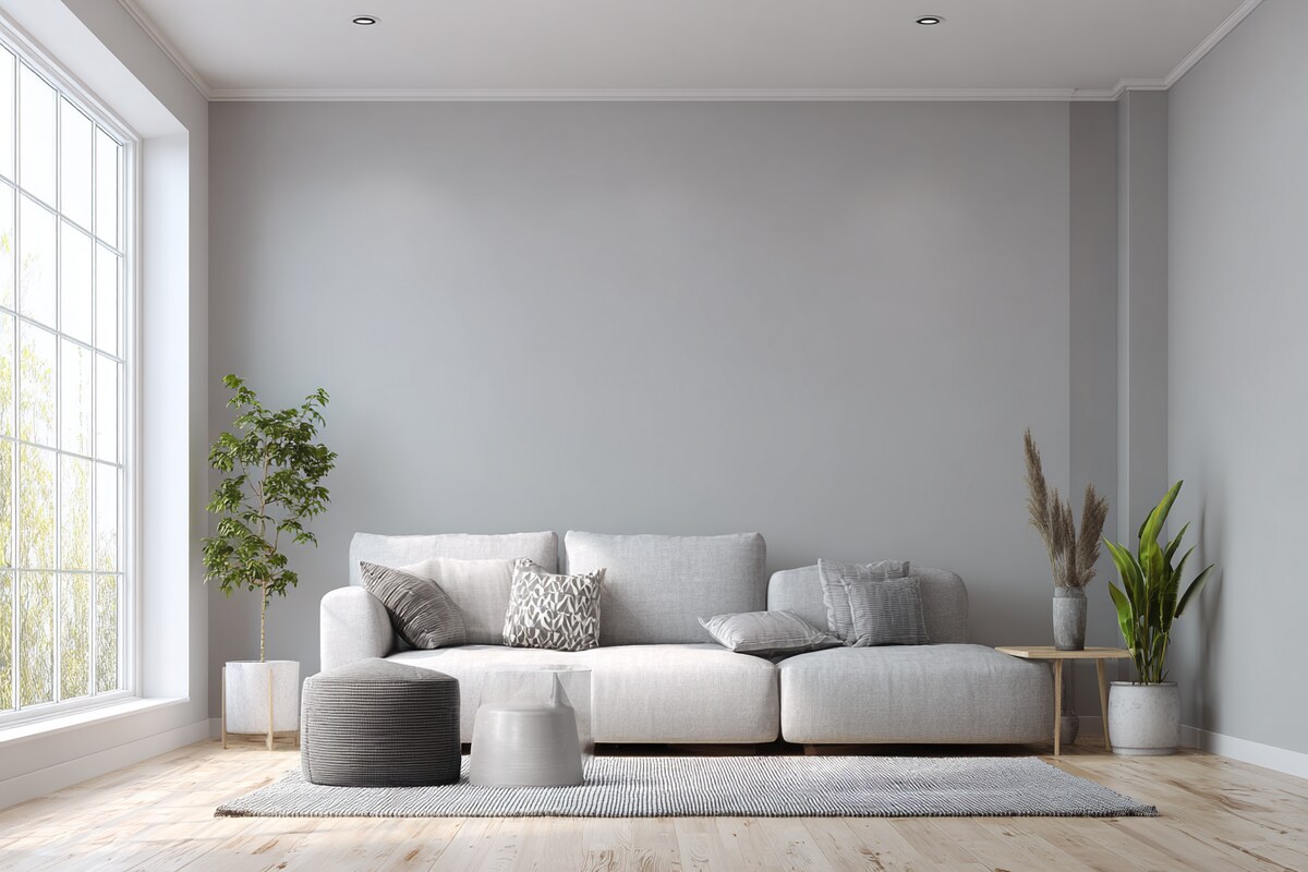 Modern Light Grey Wall Paint Design for Living Room