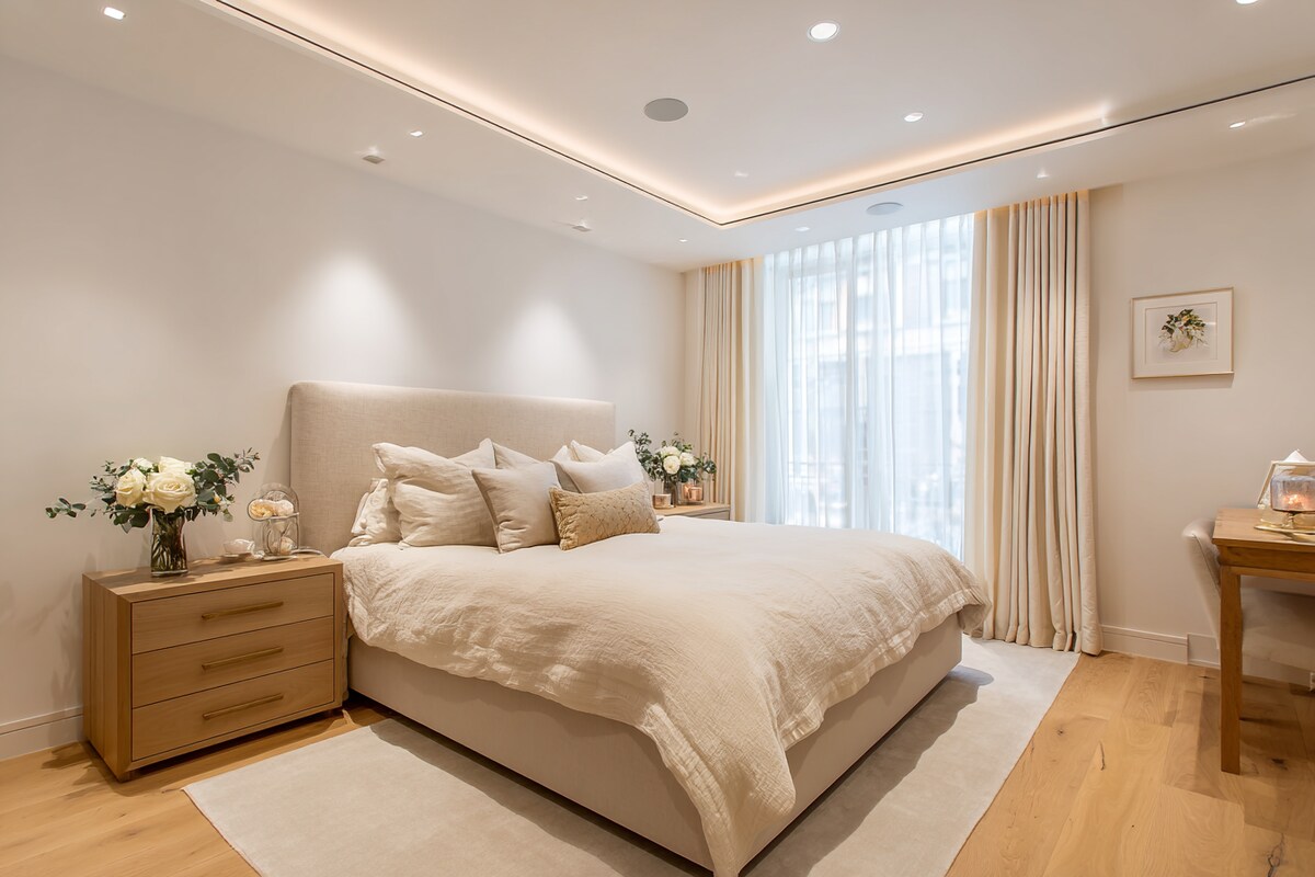 Modern Bedroom Design With A Double Bed And Side Tables With Drawer Storage