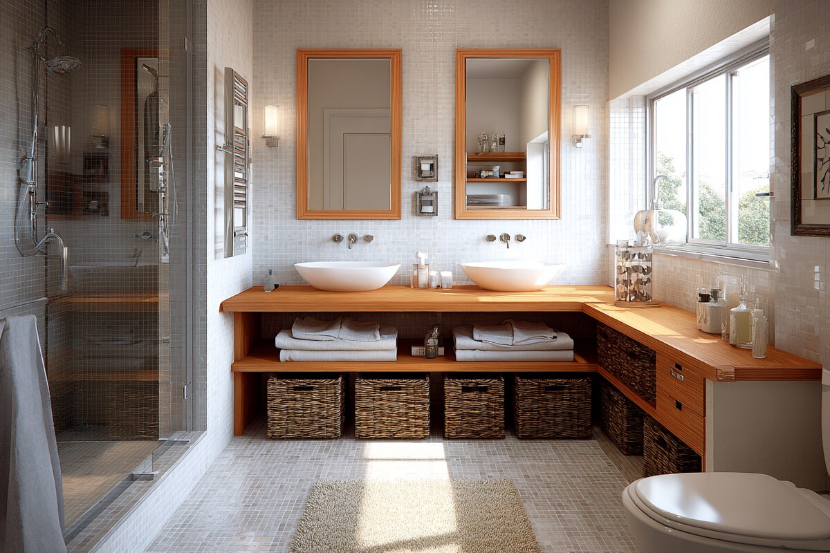 Contemporary Bathroom Design With Open Storage