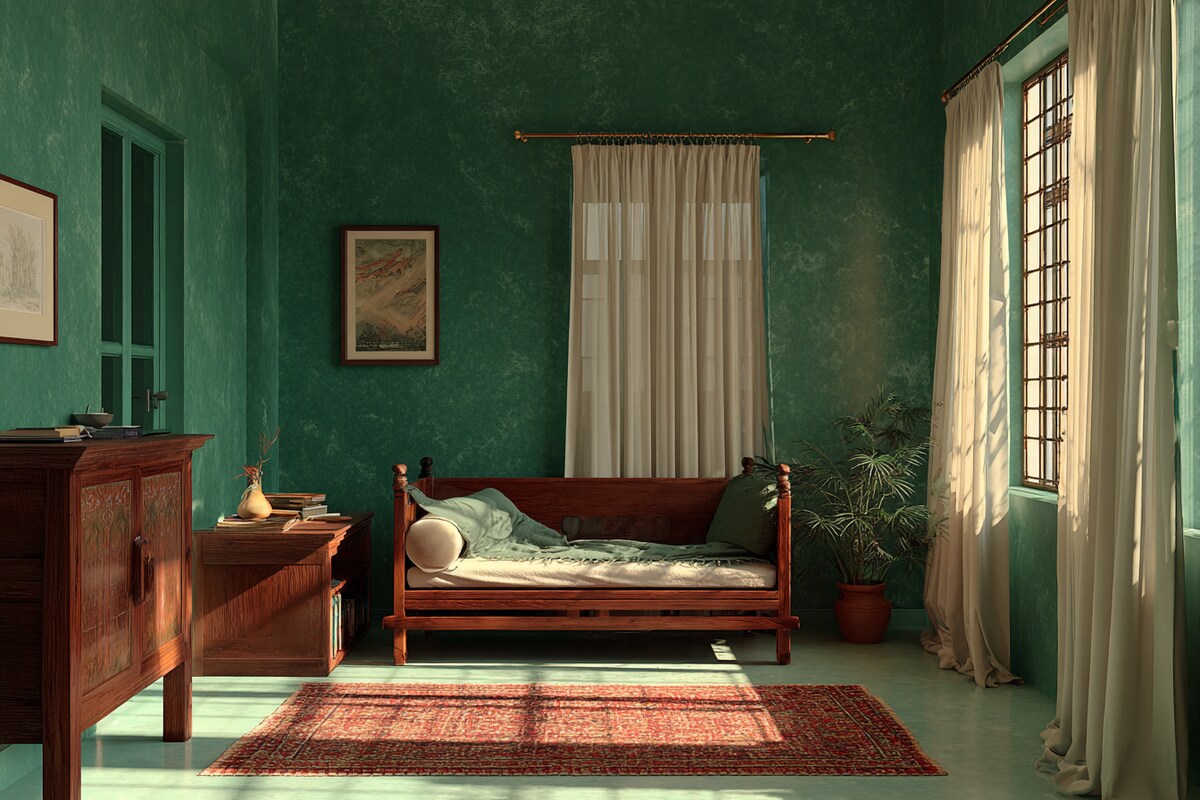 Green Wall Paint Design in Classic Style