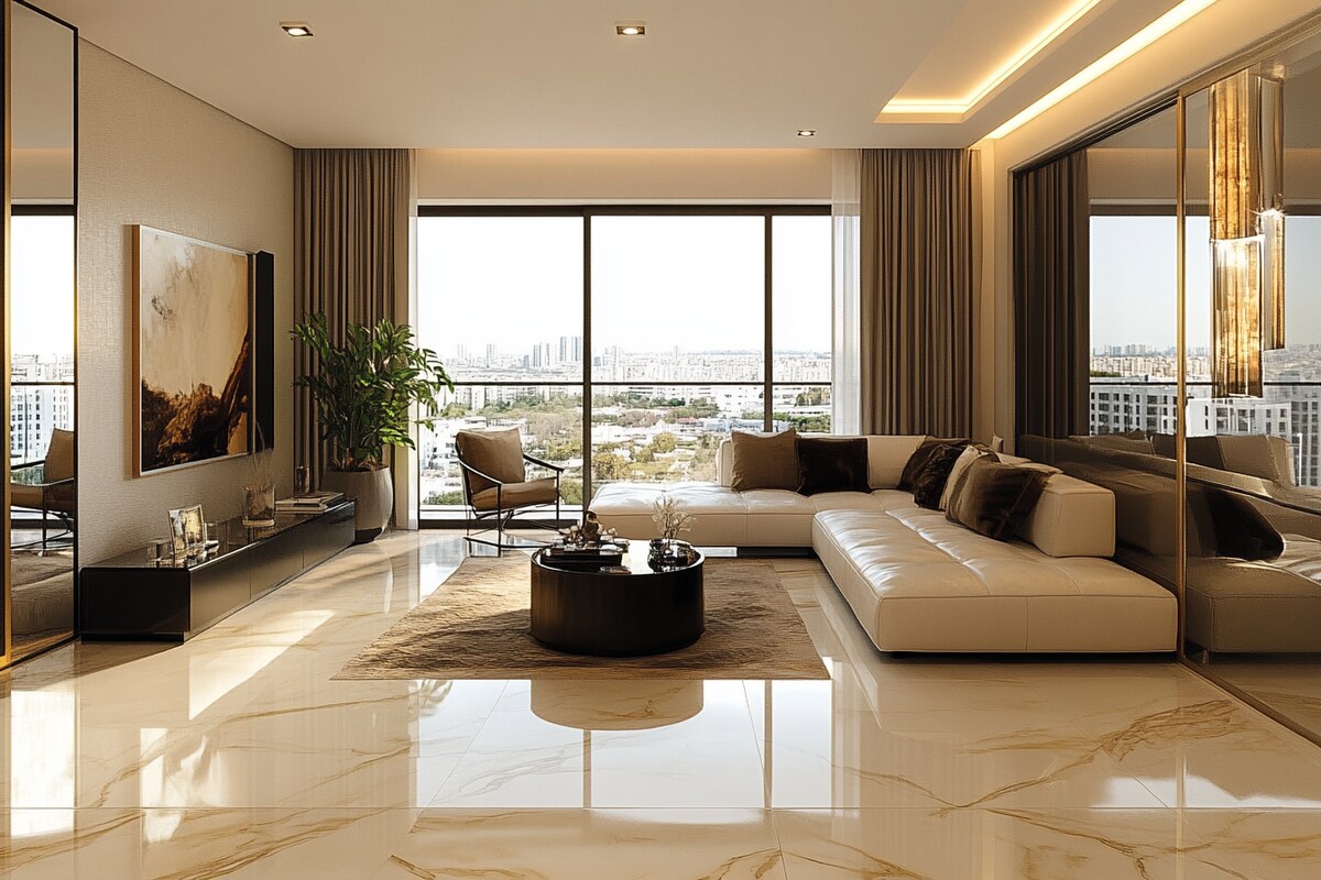 Modern Marble Floor Tiles Design In A Soothing Cream Colour